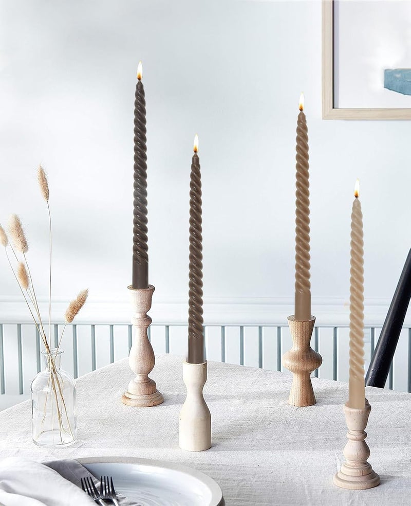 LPUSA Brown Tall Taper Candles Spiral Candle Sticks,Unscented Pastel Candle for Holiday,Wedding and Home Decoration,10inch,12 Pack(E-Gradient Brown) - Image 5
